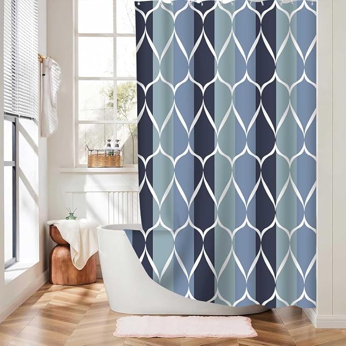 MCCKTIU Blue Shower Curtain RV Shower Curtain Modern Bathroom Shower Curtains Waterproof Fabric Machine Washable Shower Curtain Set 47 x 64 Inches