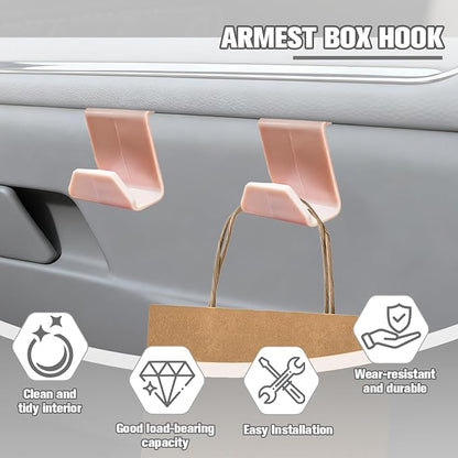 2PCS Car Co-Pilot Glovebox Hooks, Front Passenger Seat Glovebox Storage Hanger for Purse Key Umbrella Cable, Multifunctional Glove Compartment Holder Organizer Hook, Universal Fit (Pink)