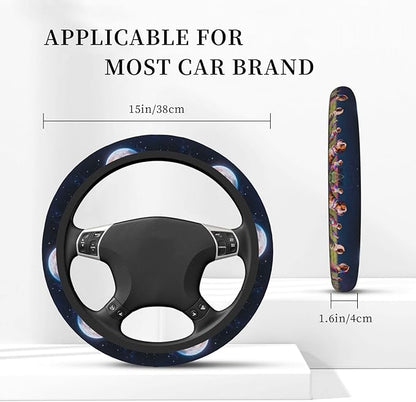 English Bulldog Digital Art Neoprene Steering Wheel Covers Women Men Car Accessories, Universal 15 Inch Fit Auto, Suvs, Truck