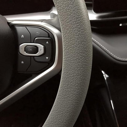 Grey Car Steering Wheel Cover: Universal 13.5 to 15 inches Silicone Steering Cover Compatible with Most Car Models Fit for Round Shpe D Shape