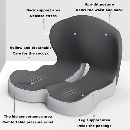 Back and Seat Cushion, Soothe+Cushion,Car Seats with Lumbar Support,Memory Foam Non Slip Skin with Back Support for Office Chair, Car (Color Matching B)