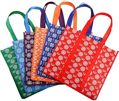 Frcctre 12 Pack Reusable Grocery Bags, Large Foldable Shopping Tote Bags with Long Handles Heavy Duty Reusable Bags for Shopping Groceries Clothes - 6 Assorted Colors