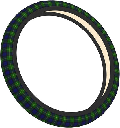 Thickened Elastic Steering Wheel Cover, Gordon Tartan Blue Green Plaid Ultra, Soft, Breathable, Fit for Cars, SUVs, Trucks, Stylish Comfortable Grip