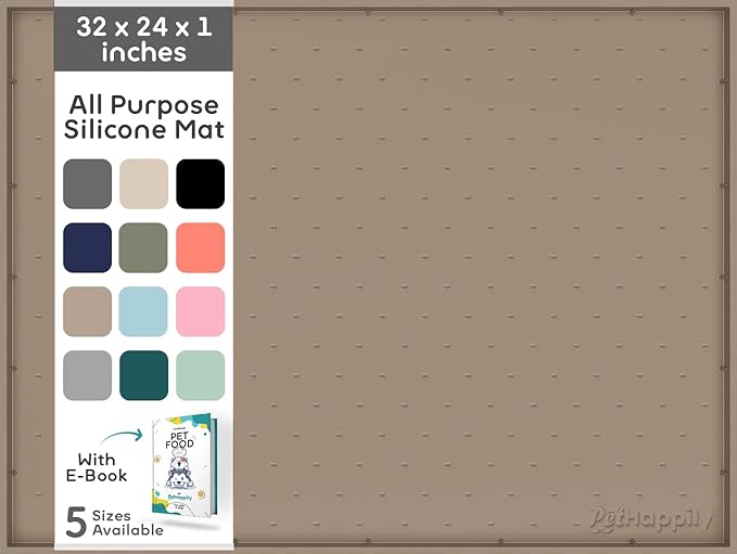 32x24x1” XL Dog Food Mat - All Purpose Under Sink Liner, Washer and Dryer Covers for The Top, Silicone Griddle Mat for Blackstone - Raised Edges Dog Mat for Food and Water Prevent Spill, Waterproof