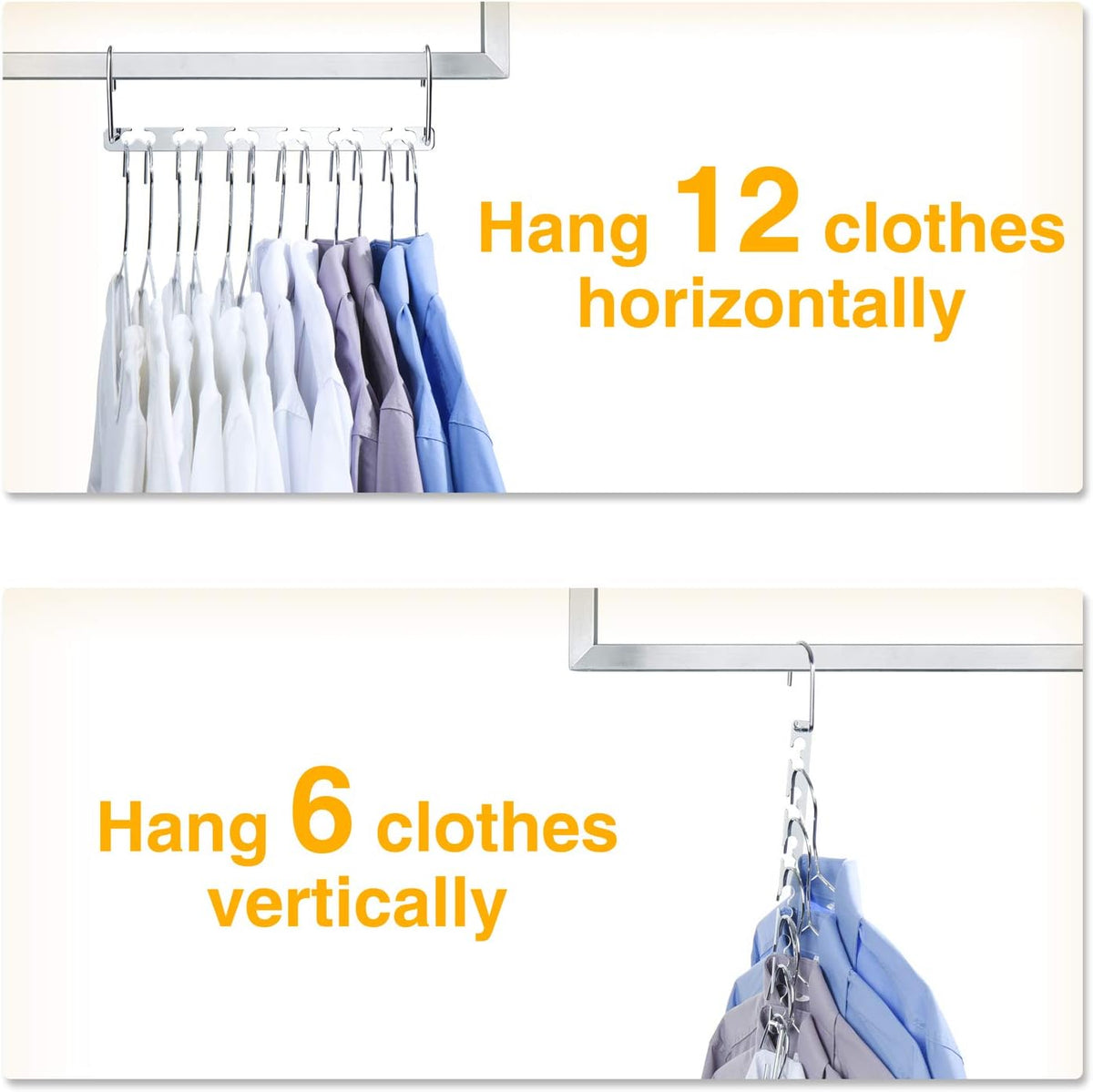 HOUSE DAY Space Saving Hangers for Clothes 12 Pack, Heavy Duty Hanger Organizer 30 Lbs Capacity, Metal Magic Hanger, Sturdy Multi Hangers, Closet Space Saver Closet Organizers and Storage