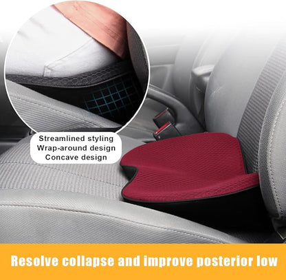 Car Seat Cushion, Auto Memory Foam Wedge Seat Pad, Sciatica Tailbone Low Back Pain Relief Pillow for Driver, Breathable Non Slip Orthopedic Support Pad, Car Accessories (Red)
