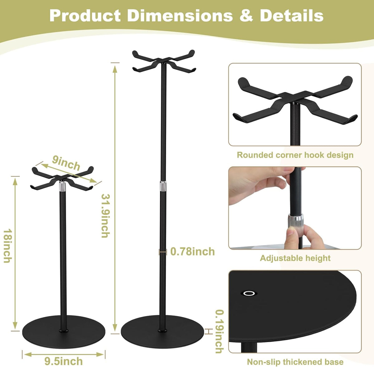 2pack Purse Display Stand,Tabletop Adjustable Hook Handbag Display Stand,X Shaped Metal Scarf Purse Display Stand,for Home or Store (black)