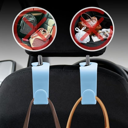 4PCS Car Seat Headrest Hooks, Purse Hook for Car, Auto Back Seat Organizer Storage Hanger Holder, Auto Accessories Multi-Use Portable Headrest Organizer Holder for Purse Handbag Coats (Blue)