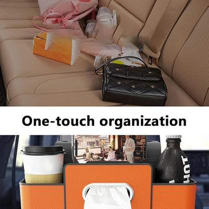 Car Organizers and Storage Box, Multifunctional Car Seat Back, Backseat Organizer, For Hold Phones, Snacks, Drinks, And Handbags (Orange)