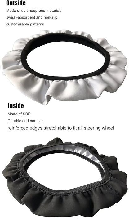 AFPANQZ America Flag Deisgn Car Steering Wheel Covers Non-Slip Universal 14 to 15 inch Fit Almost Cars Steering Wheel Cover Elastic Protection Sweat Absorption Automotive Decor