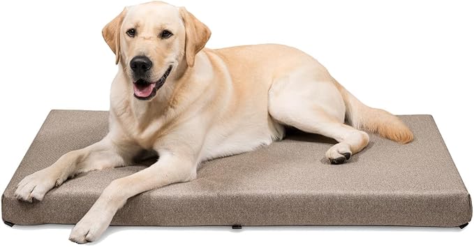 K9 Ballistics Tough Ripstop Orthopedic Crate Bed - Durable Kennel Pad with Washable Cover for Large Dogs, 41 x 27 fits 42” Wire Crate, Taupe Premium Finish