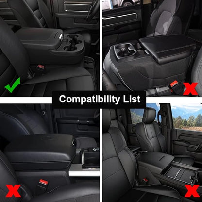 GIANT PANDA Custom Fit Console Cover for 2013-2018 Ram 1500 & 2013-2024 Ram 2500/3500/1500 Classic Model Jump Seat Console - Neoprene Armrest Center Cover - Full Protection - Black