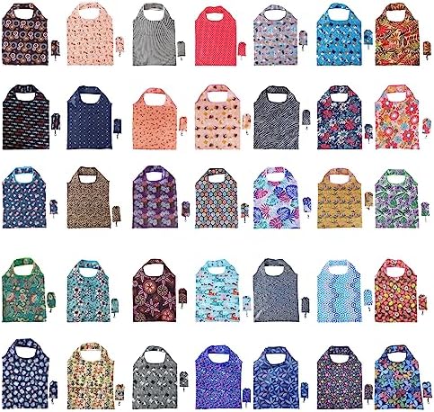Reusable Floral Grocery Bag 35 Pack Foldable Machine Washable Bag