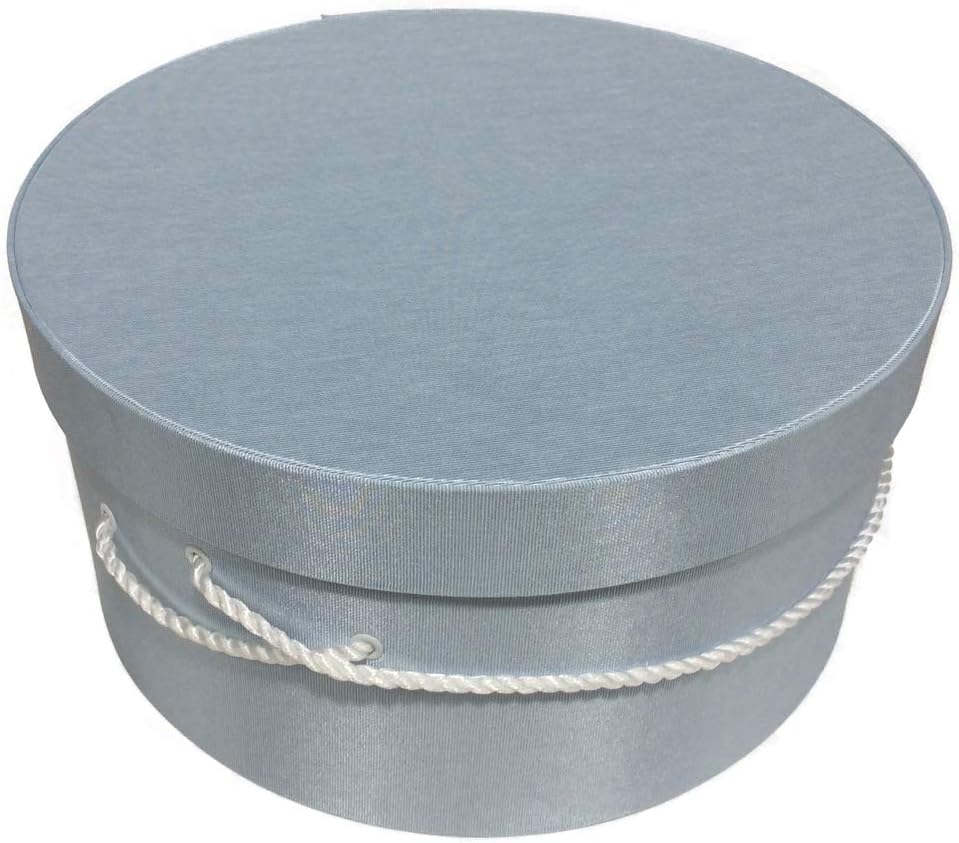 Sarah's Hat Boxes Classic Light Blue Hat Box – 16.75" x 8.5" (Dia. x Ht.) Handmade in USA – Odorless Non-Toxic Adhesive, Cording Handle – Premium Storage for Hats & Accessories