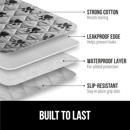 GORILLA GRIP Washable Puppy Pads, 40x26 Pack of 2, Slip Resistant Dog Crate Mat, Waterproof Cloth Pee Pad for Training Puppies in Playpen, Reusable Pet Incontinence Blanket, Protects Sofa, Furniture