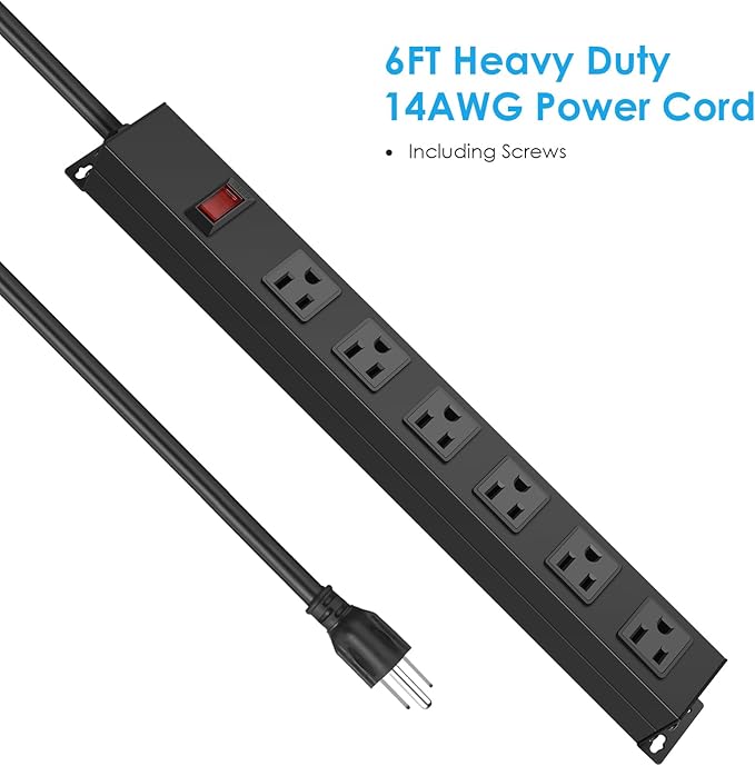 3Pack Metal Wall Mount Power Strip, Mountable Power Outlet