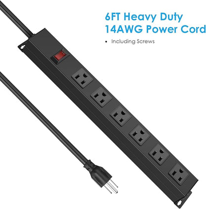 3Pack Metal Wall Mount Power Strip, Mountable Power Outlet