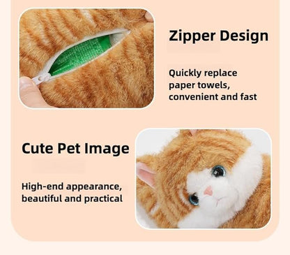 WASTROYAL Cute Cat Car Tissue Box Cover with Plush Doll, Hanging Vehicle Interior Organizer, Adorable Auto Decoration & Practical Accessory (Pink)
