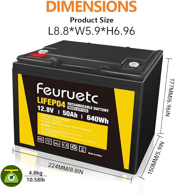 12V 50Ah LiFePO4 Lithium Battery