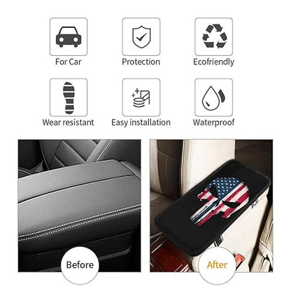 Face American Flag Car Auto Armrest Cushion Cover Accessories Center Console Seat Box Pad Protector Universal Decoration for Most Vehicle SUV Truck