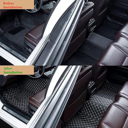Custom Making Car Floor Mats Protection Pads for 99% Sedan/Coupe/Hatchback/SUV/Pickup Men Women Car Floor Mats Coverage Pads Anti-Slip Leather Floor Lining (Yellow+Black Stripe)