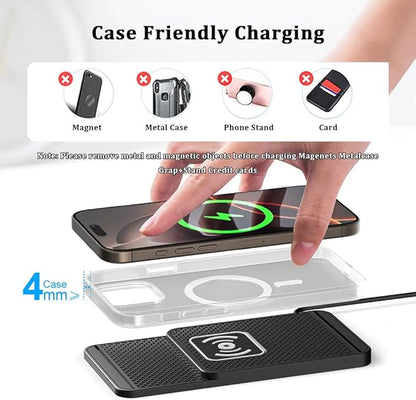 Wireless Charging Pad for Car for GMC Terrain 2010-2026, 20W Fast Wireless Car Charger Pad Type-C/USB Non-Slip Phone Charging Mat,B 30cm Cable USB Plug