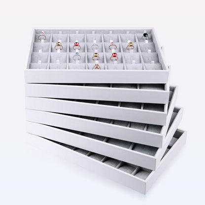Oirlv 28 Region Ring Display Tray Stackable Jewelry Organizer Trays Leather Rings Storage Case
