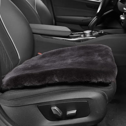 Genuine Sheepskin Auto Seat Pad, Australian Soft Wool Seat Cover Breathable and Sweat-Wicking Comfort Warm Universal Fit,19.2 inch x19.2 inch (Front seat Cushion 1pc, Dark Grey)