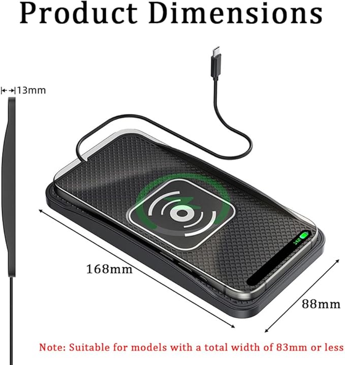 Wireless Car Charger Pad for Kia K4 2025, Type-C/USB 20W Car Wireless Charger Non-Slip Phone Charging Pad Car Accessories,A 30cm Cable Type-C Plug
