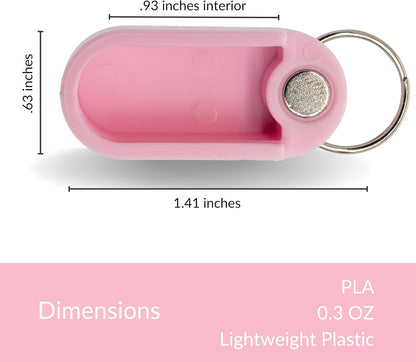 Keychain Pill Holder Single Pack – Lightweight Magnetic Pill Organizer for Daily Medication Storage, Portable Micro Pill Case for Travel, Durable and Discreet (Blush)