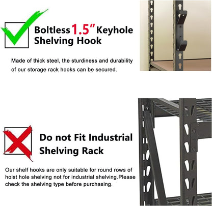 Wallmaster Boltless Shelving Hook Organizer Kit,7 Pcs Adjustable Storage Hanging Accessories for 1.5 inch Keyhole Rack,Garage Heavy Duty Tool Storage System