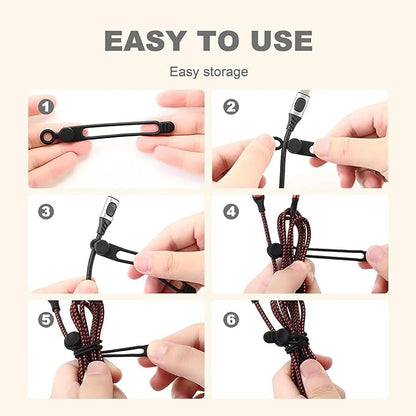 Silicone Cable Ties, Data Cable Organizer, Reusable Cable Management, Multipurpose Elastic Cord Organizer, Pink, 5Pack