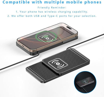 Wireless Charging Pad for Car for Mazda CX-5 2013-2025, Non-Slip Type C/USB 20W Fast Phone Charging Pad DIY Trim-to-Fit No Interior Damage,B&Type-C