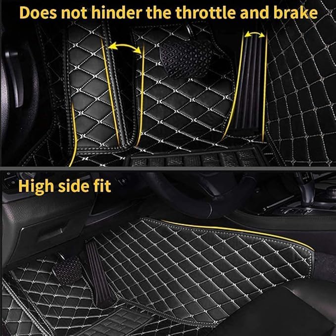 Custom Making Car Floor Mats Compatible for 2000-2025 All Mode Sedan SUV Sports Car Full Coverage Cute Pads Protection Non-Slip Leather Floor Liners (Light Brown)
