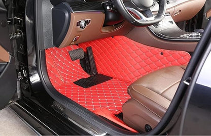 Custom Personalized Floor Mats for Cars，Luxury Full Coverage All Weather Car Floor Mats，Anti-Slip Leather Car Mat Set ，Custom Floor Mats for 99% of Cars, Trucks & SUVs (Red and Black)