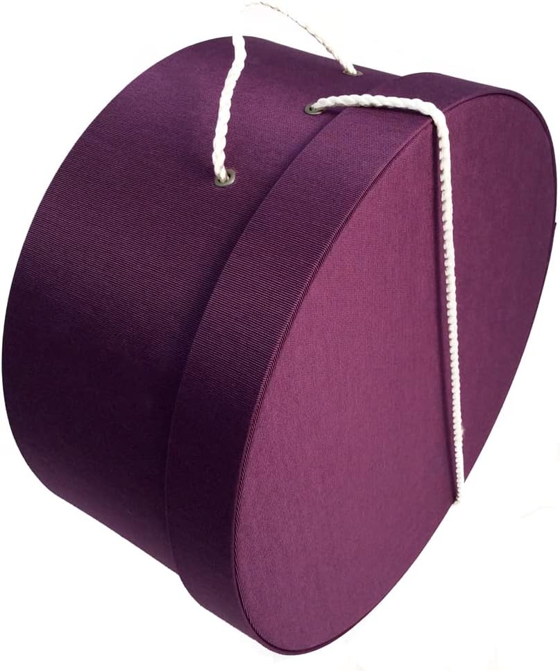Sarah's Hat Boxes Classic Amethyst Hat Box – 16.75" x 8.5" (Dia. x Ht.) Handmade in USA – Odorless Non-Toxic Adhesive, Cording Handle – Premium Storage for Hats & Accessories