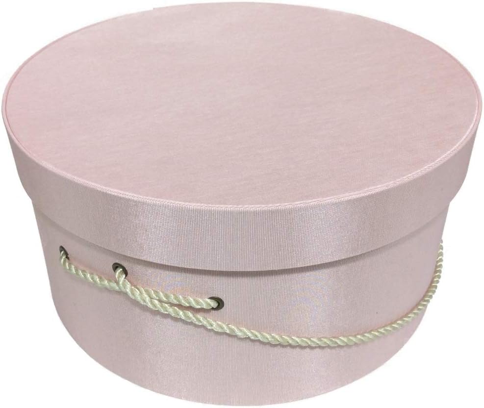 Sarah's Hat Boxes Classic Pink Hat Box – 8.75" x 4.5" (Dia. x Ht.) Handmade in USA – Odorless Non-Toxic Adhesive, Cording Handle – Premium Storage for Hats & Accessories