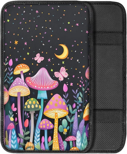 UNICEU Mushroom Moon Print Auto Interior Decor Armrest Cushion Cover Neoprene Car Center Console Armrest Protector Pad Universal Fit Trucks SUV Van