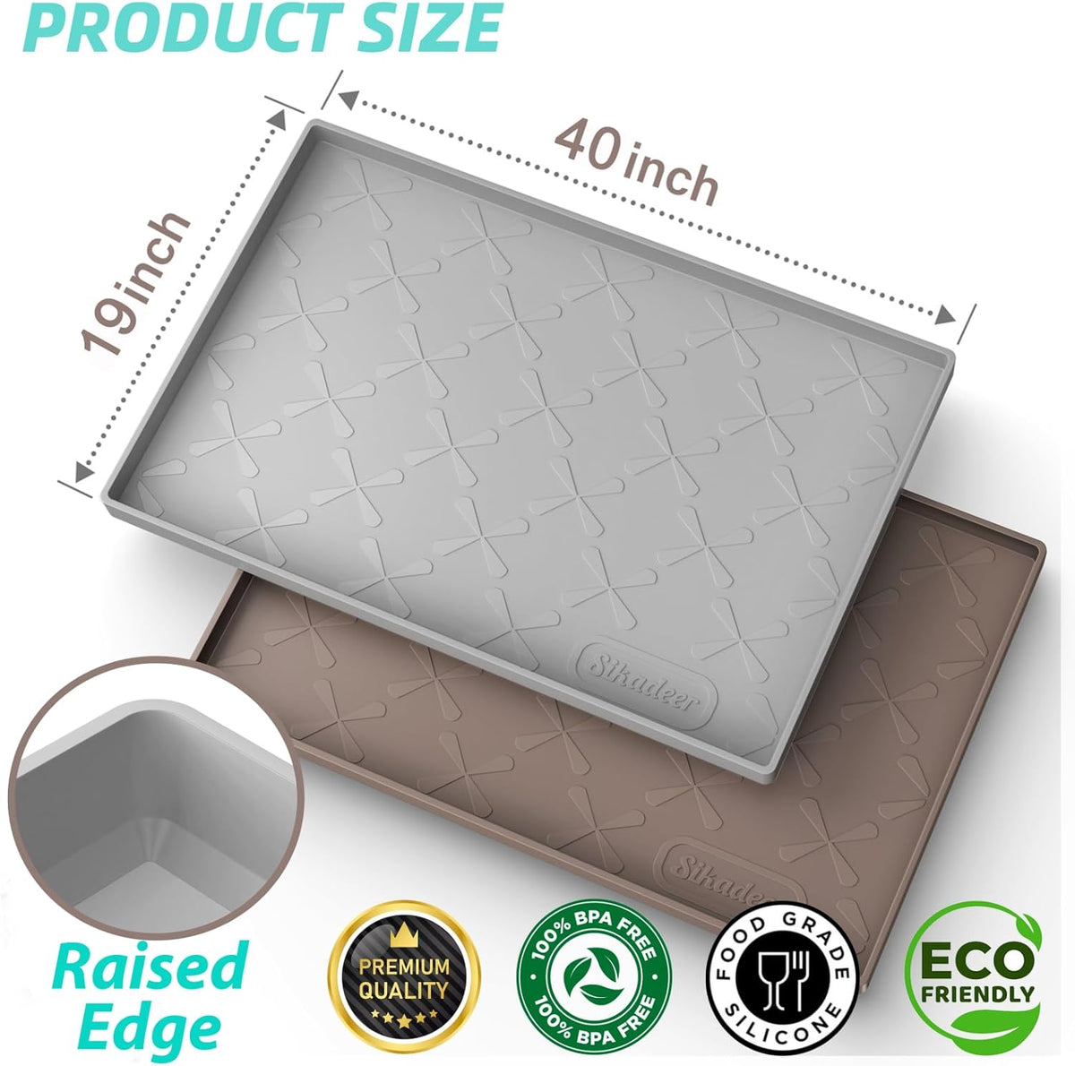 SIKADEER 40" x 19" Under Sink Mat Waterproof, Silicone Mat Kitchen Drawer Shelf and Cabinet Liner, Sink Protector for Kitchen Organizers and Storage, Boot Tray Pet Food Mats