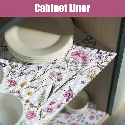 Drawer and Shelf Liner for Kitchen Cabinets,Non-Adhesive Drawer Liner,Non-Slip Floral Shelf Liners,Strong Grip Waterproof Easy to Clean Cabinet Liners for Drawers Cupboard Shelves 16IN×16.4FT