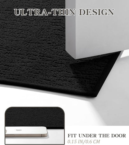 chakme Bathroom Rugs Mat 24x17, Ultra Thin Non Slip Bath Mat Quick Dry Absorbent Bath Mat for Bathroom Floor, (Black, 24"x17")