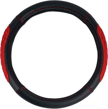 FH Group Universal Fit Ultra Grip Silicone and Faux Leather Steering Wheel Cover fits Most Cars, SUVs Red