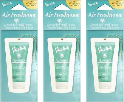 Vacation After Sun Gel Hanging Air Freshener, World Famous Signature Scent, Deodorizer for Car, Home & Office (Pack of 3)