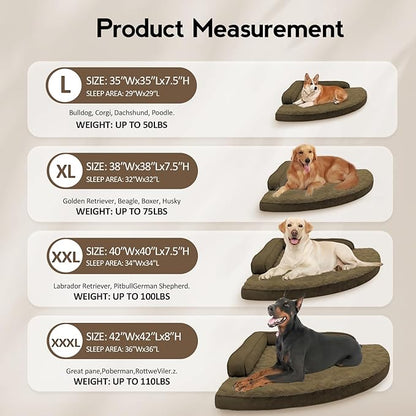 MEKIY Large Orthopedic Dog Bed with Sides Big Dog Beds with Removable Washable Cover Non-Slip Waterproof Pet Bed for Medium Large Dogs - Light Coffee L