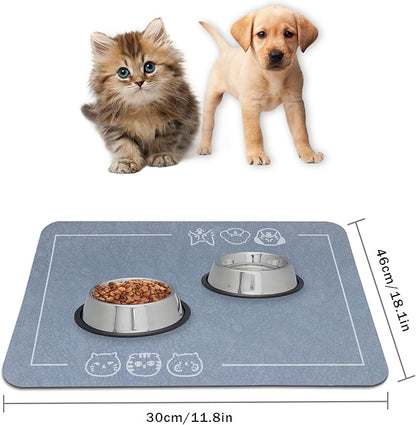 YCT Cat Pet Food Mat - Non-Slip Bottom Absorbent Quick Dry Feeding Mat for Dogs and Cats - Pet Supplies, 11.8"x18.1" Beige