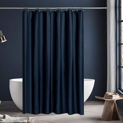 N&Y HOME Fabric Shower Curtain Liner with Weighted Magnets - Navy Blue Shower Curtain for Bathroom with Hotel Quality, Machine Washable, Water Repellent - Navy, 72x72