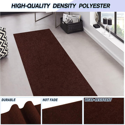 Custom Size Backed Non-Slip Area Rugs Runner, Easy Clean, Waterproof Runner Rugs for Hallway Entryway, Kitchen, Laundry, 4FT x 48FT, Brown
