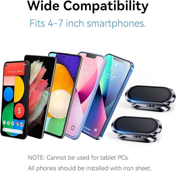 【2-Pack】 Magnetic Phone Holder for Car Dash【Strong Magnet】 Magnetic Car Phone Holder Mount 【4 Plate】 Phone Holders for Your Car Phone Mount for Car Dashboard Cell Phone Car Mount for iPhone Samsung