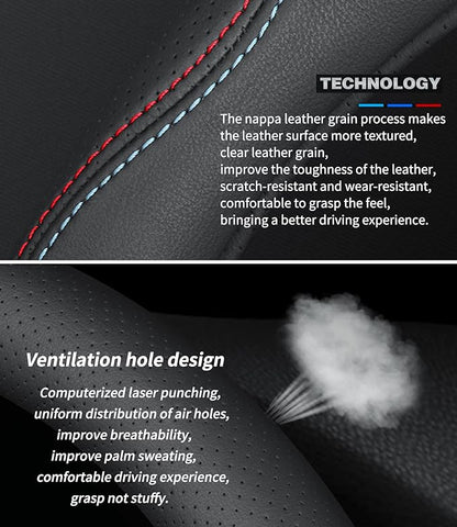 Custom-Fit for GMC Steering Wheel Cover, Premium Leather Car Steering Wheel Cover with Logo, Non-Slip, Breathable, for GMC Accessories (C-Style,for GMC)