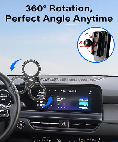 Car Phone Holder for Kia Seltos 2024 2025 Accessories Apply to 8/10.25 Inch Touch Screen Fixed Clip Magnetic Cell Phone Mount Hands-Free 360 Degree Rotation